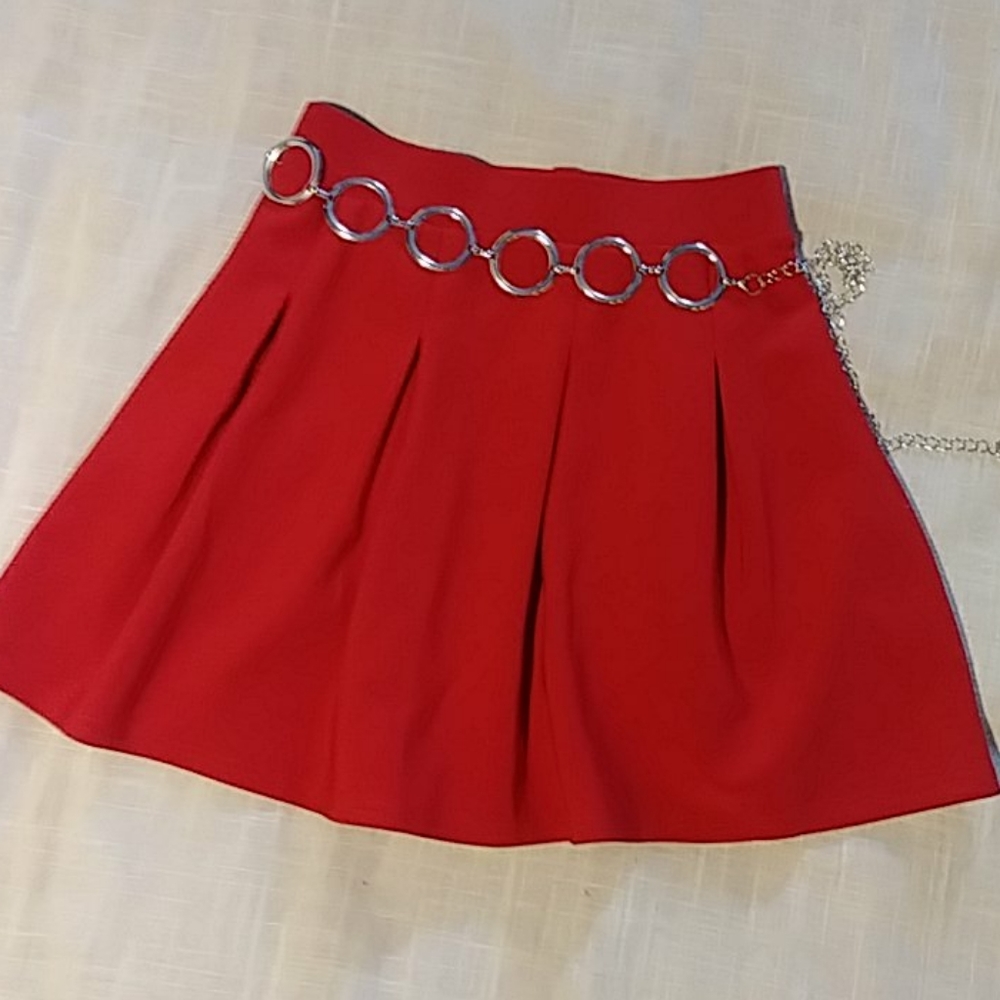 Christmas Cherry red pleated skirt